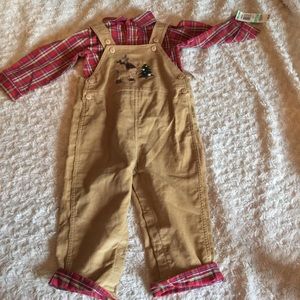 FIRST IMPRESSIONS Plaid HOLIDAY Overall Set🏷NWT🏷